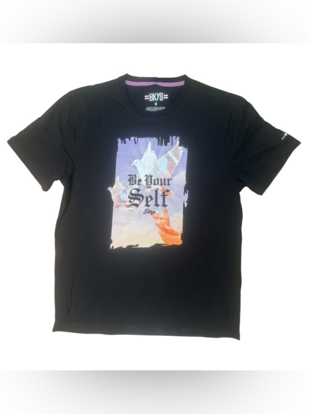 Sz M Bkys Black Graphic Tee - "Be Your Self"